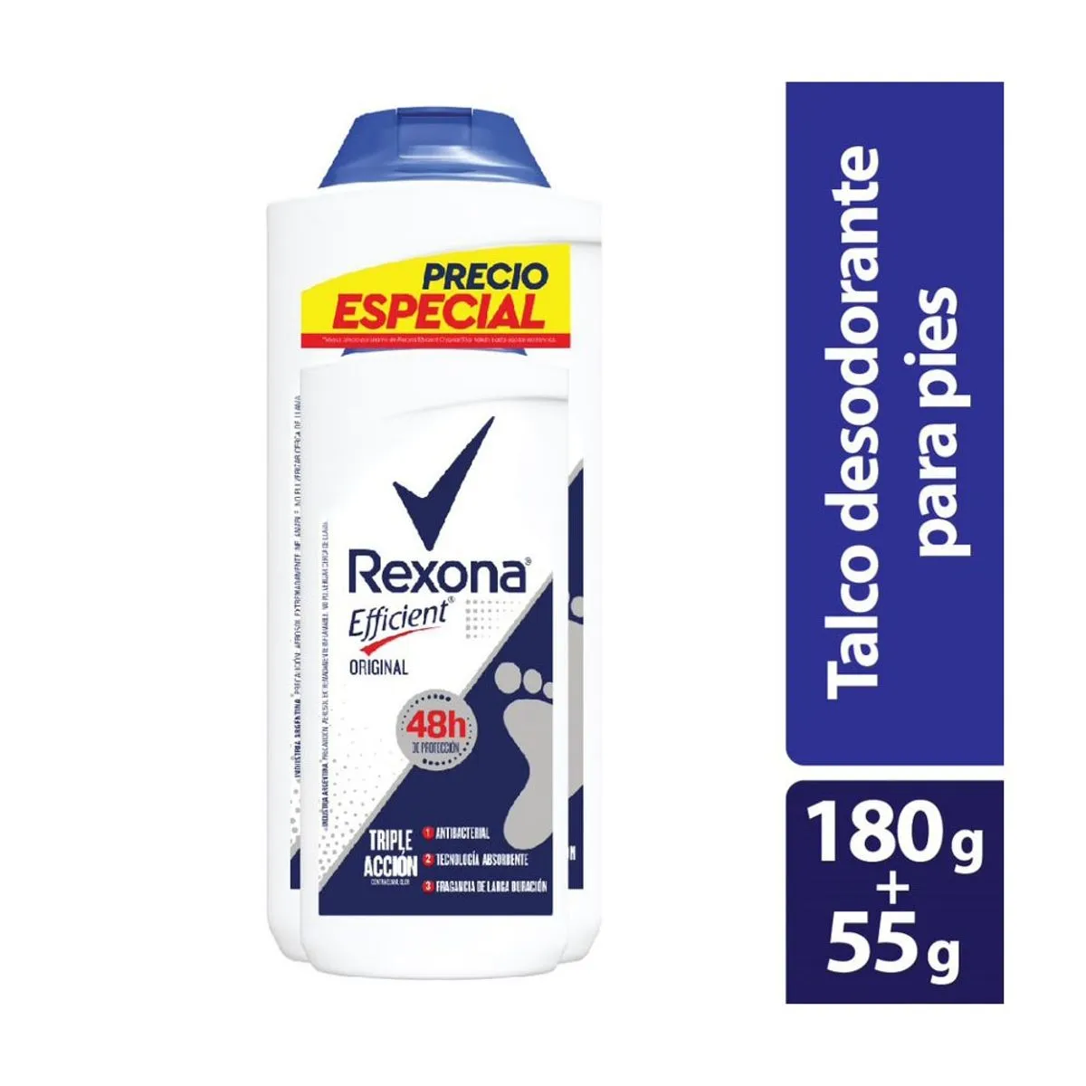TALCO REXONA EFFICIENT 180 GR+55 GR S.OF