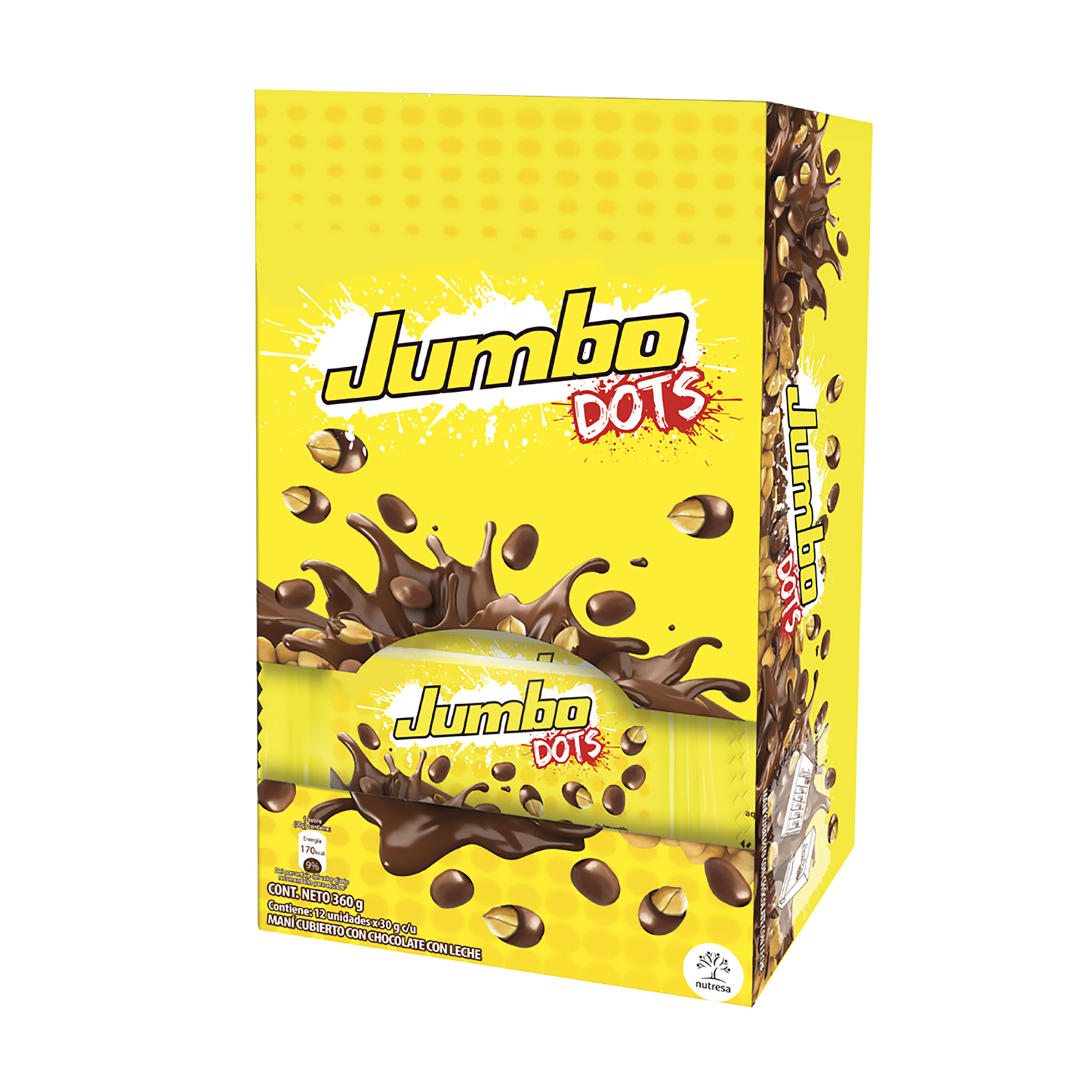 CHOCOLATINA JUMBO DOTS 12 UND 360 GRAMOS