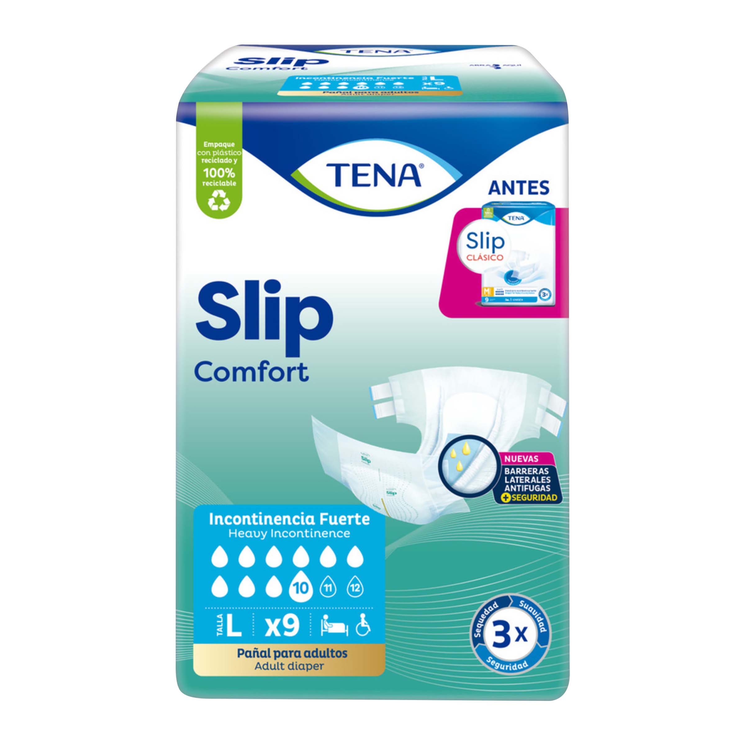 PAN.TENA SLIP CLASICO GDE 9 UND
