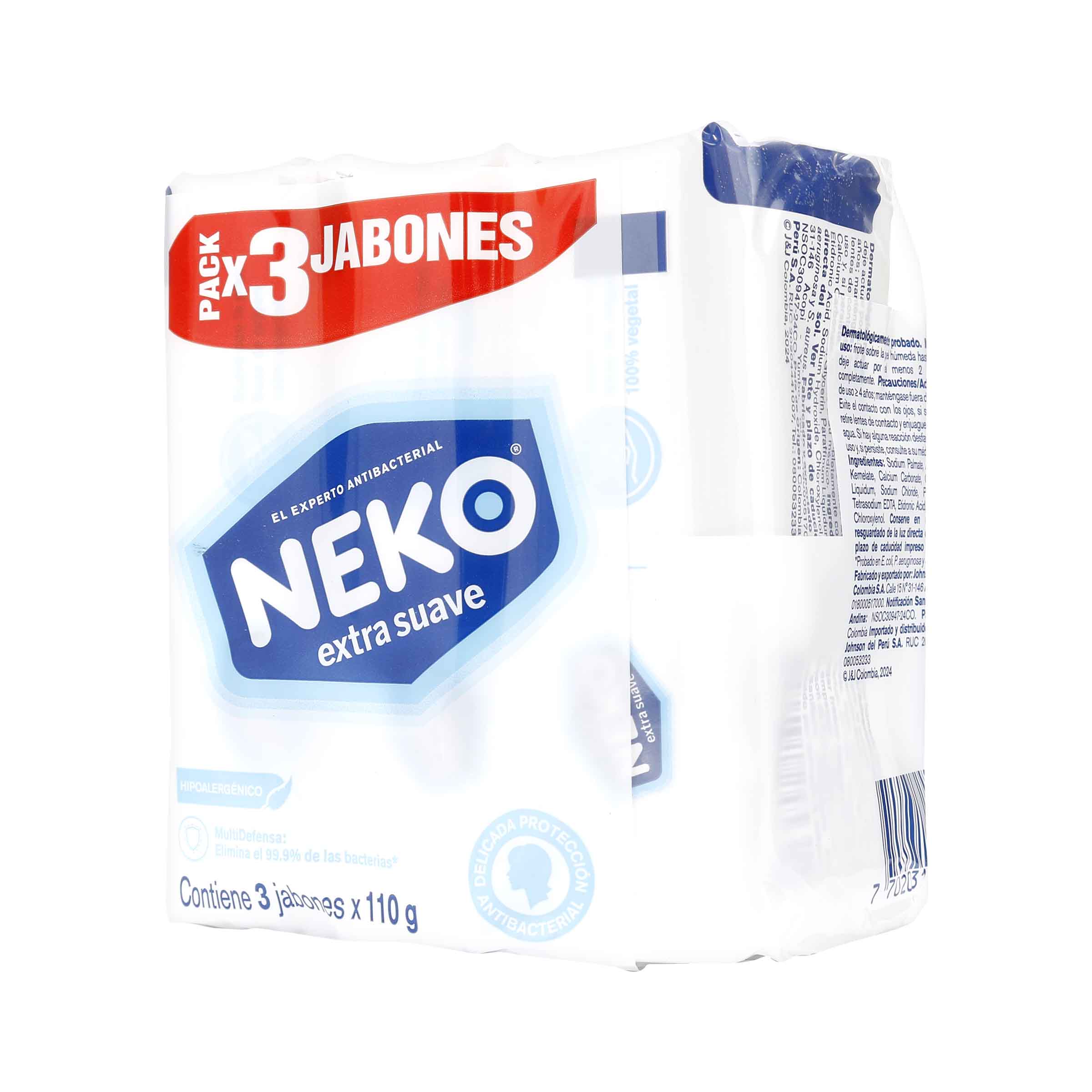 3 JABON ANTIBACT NEKO EXTRA SUAVE 110GRS