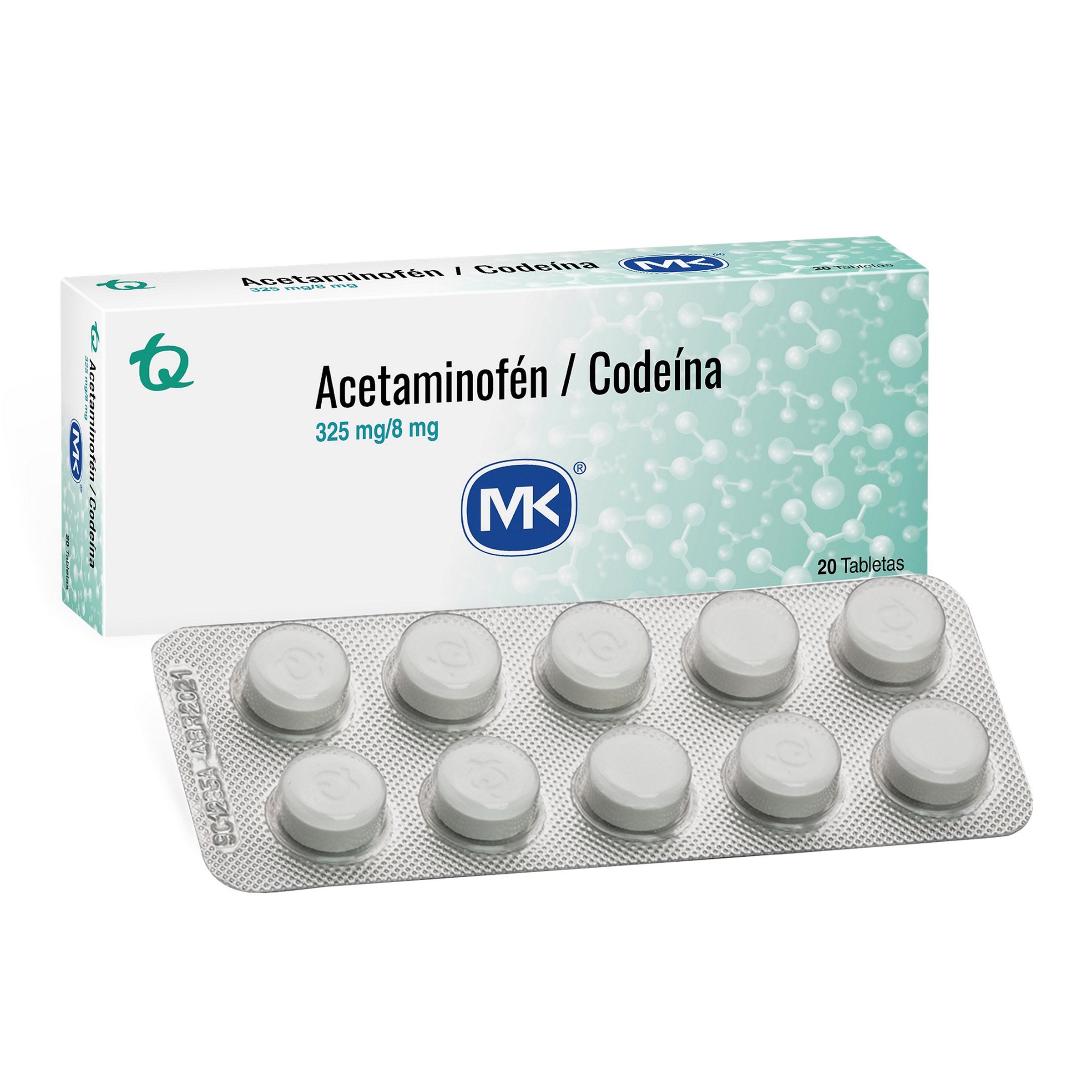 ACETAMINOFEN+CODEINA 325/8MG 20 TBS MK