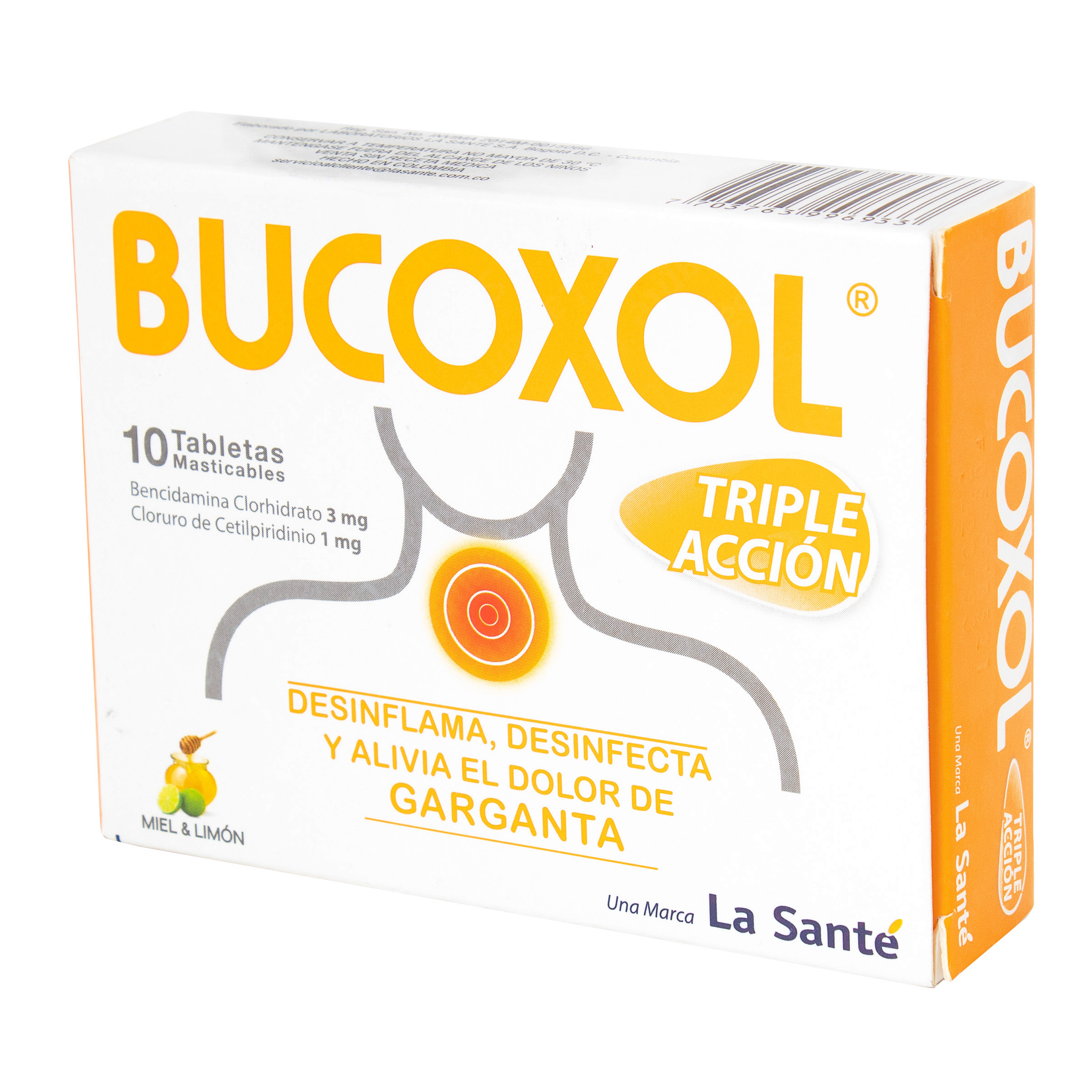 BUCOXOL TRIPLE ACCION MIEL LIMON 10 TBS