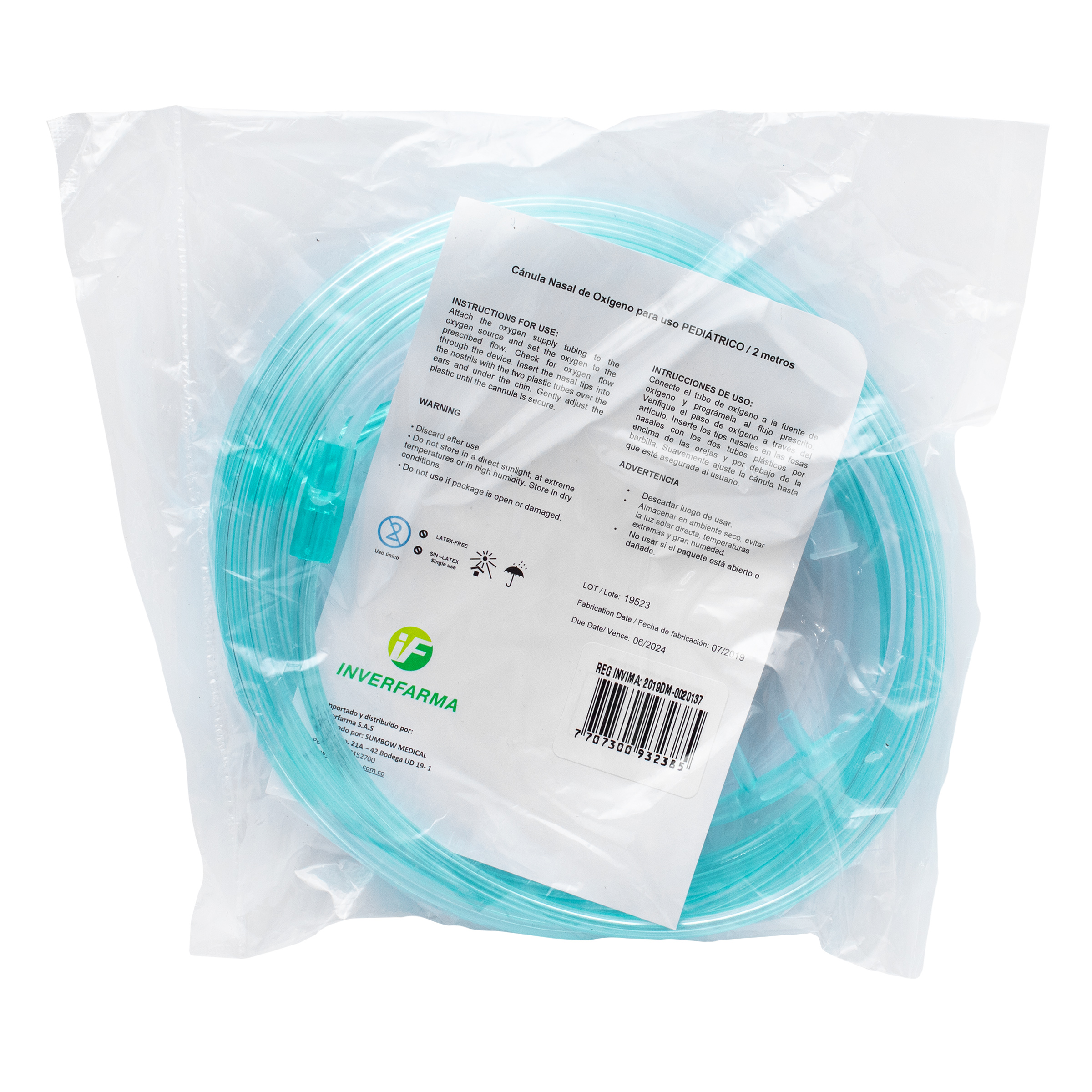 CANULA NASAL 2 MTS PEDIATRICA INVERFARMA
